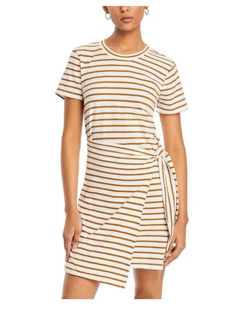 Rails Edie Caramel Striped Print Front Wrap Jersey Knit Mini Dress -‎ small